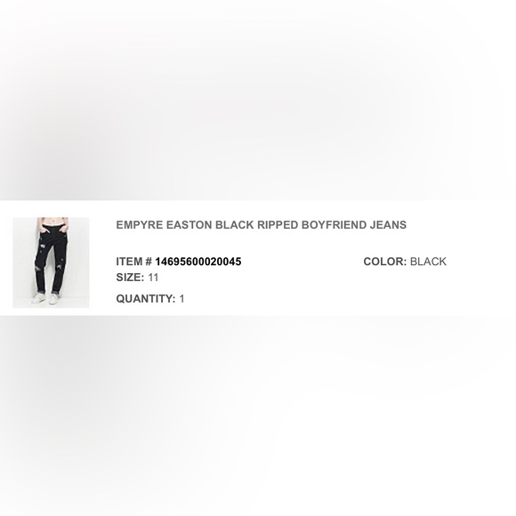 BRAND NEW WITH TAGS EMPYRE EASTON BLACK RIPPED BOYFRIEND COTTON JEANS SZ 11 lady - Picture 4 of 8